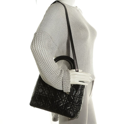 Christian Dior Lambskin Cannage Medium Lady Dior Black 2 of 9