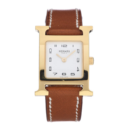 Hermes Stainless Steel Barenia 21mm Heure H Hour Quartz Watch Fauve 1 of 8