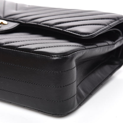 Chanel Lambskin Chevron Quilted Medium Double Flap Black 10 of 13