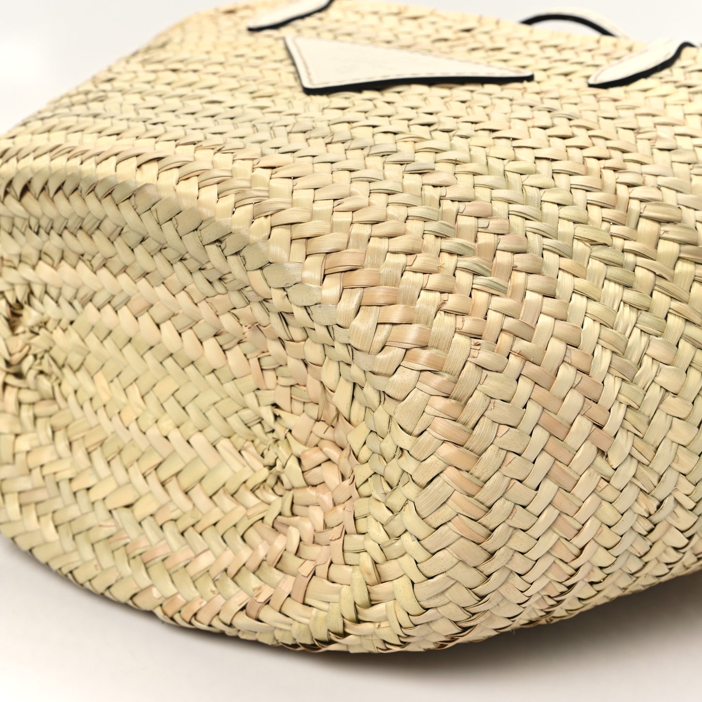 Palmitto Vitello Woven Braided Large Basket Tote Bag Naturale White