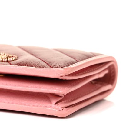 Gucci Azalea Calfskin Enamel Matelasse Diagonal Torchon GG Marmont Card Case New Cherry Red Wild Rose 8 of 9