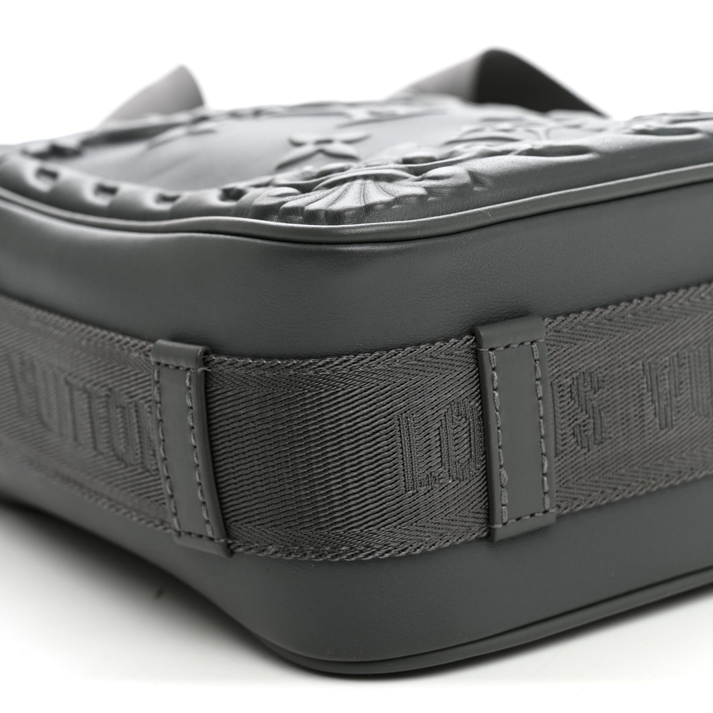 Calfskin Monogram Embossed Cruiser Messenger Dark Shadow Gray