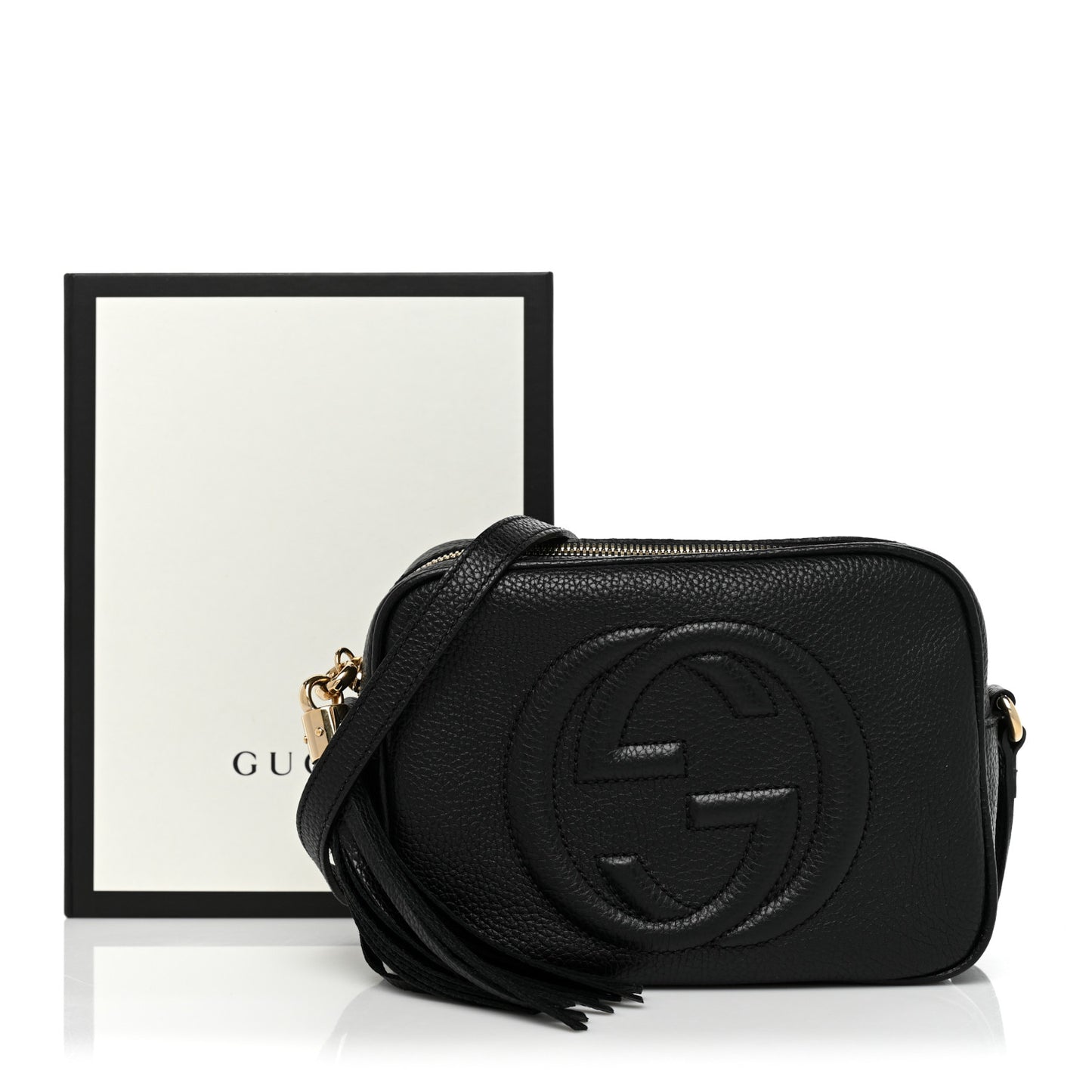 Pebbled Calfskin Small Soho Disco Bag Black