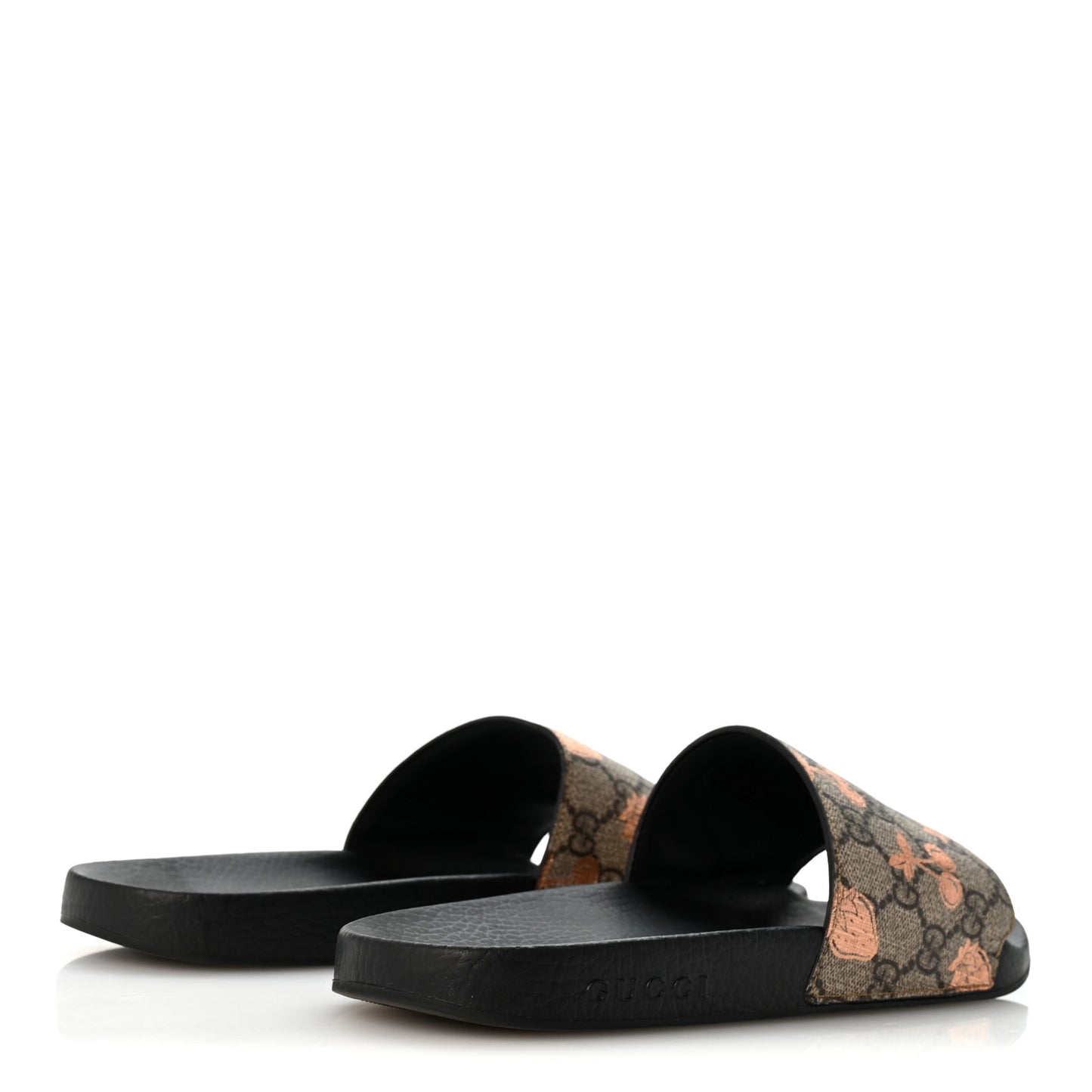 GG Supreme Monogram Berry Womens Slide Sandals 40 Beige Light Copper