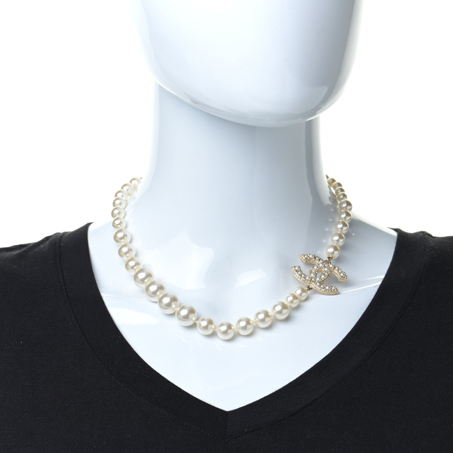 Chanel Pearl CC 100th Anniversary Necklace Light Gold 3 of 14