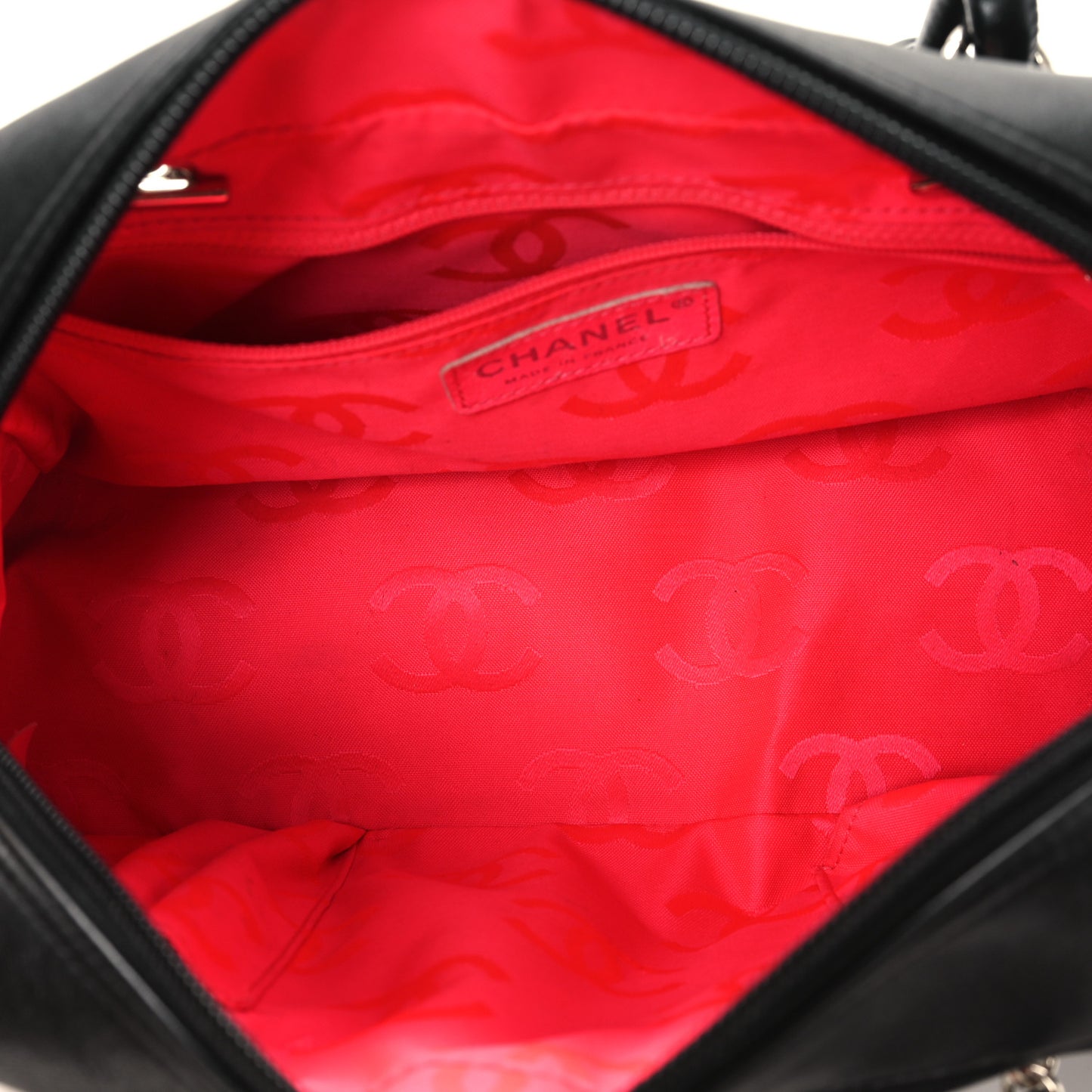 Calfskin Quilted Large Cambon Bowler Black White