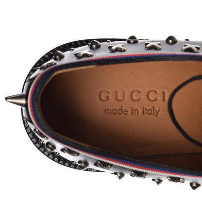 Gucci Calfskin Studded Mens Lace Up Loafers 8.5 Black 7 of 9