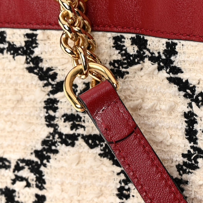 Gucci Tweed GG Monogram Large Rajah Chain Tote White Black Romantic Cherry 19 of 19