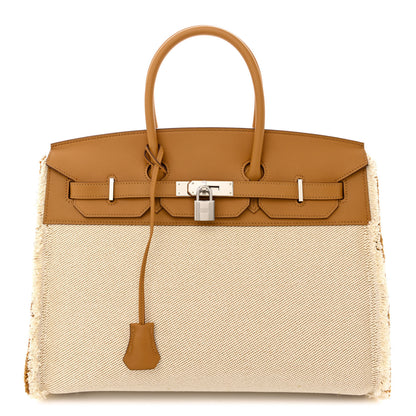 Hermes Swift Twill H Fray Fray Birkin 35 Sesame Ecru 1 of 11