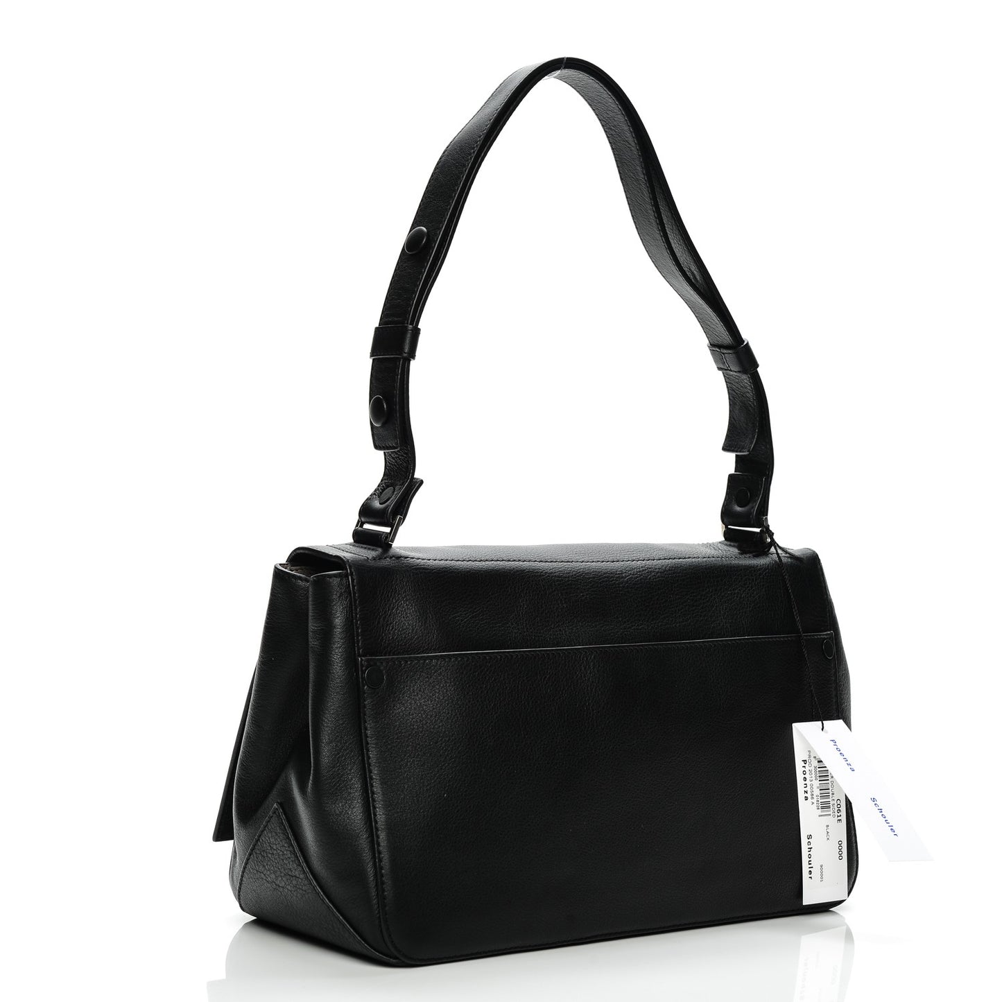 Pebbled Calfskin Double Sided PS Courier Bag Black