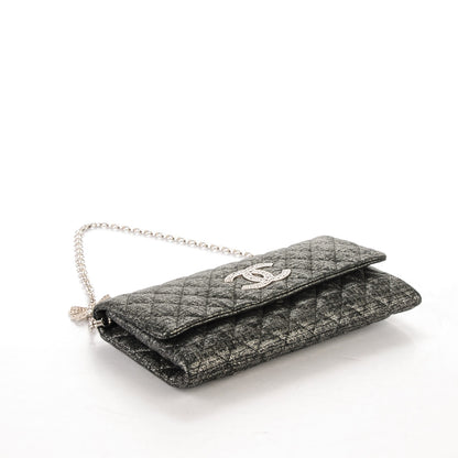 Chanel Glitter Fabric Quilted Flap Clutch With Butterfly Chain Black 4 of 8
