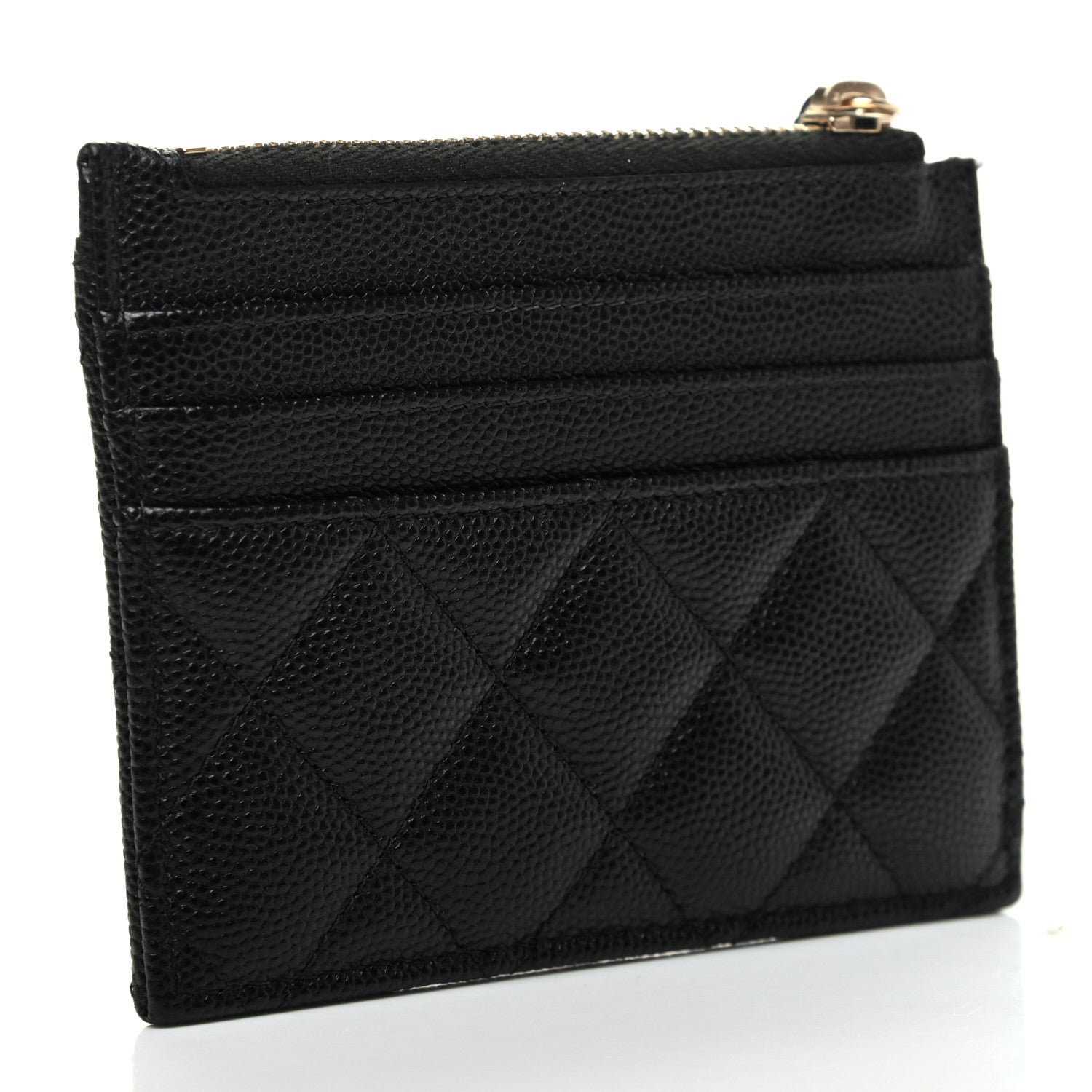 Chanel Caviar Quilted CC Zip Card Holder Black 3 of 8