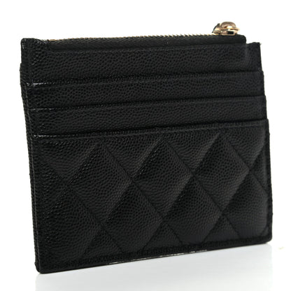 Chanel Caviar Quilted CC Zip Card Holder Black 3 of 8