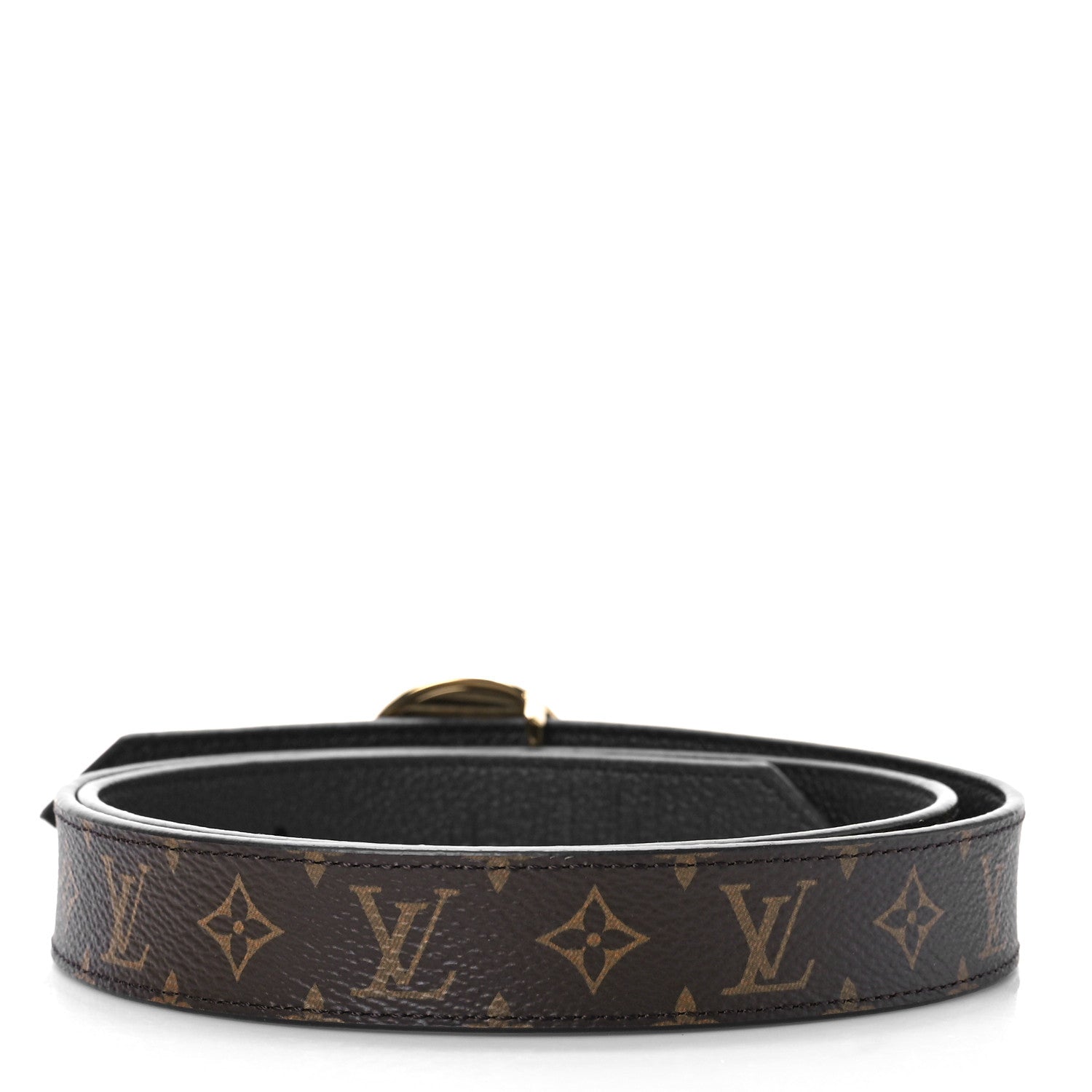 Louis Vuitton Calfskin Monogram 25mm LV Circle Reversible Belt 80 32 Black 2 of 6