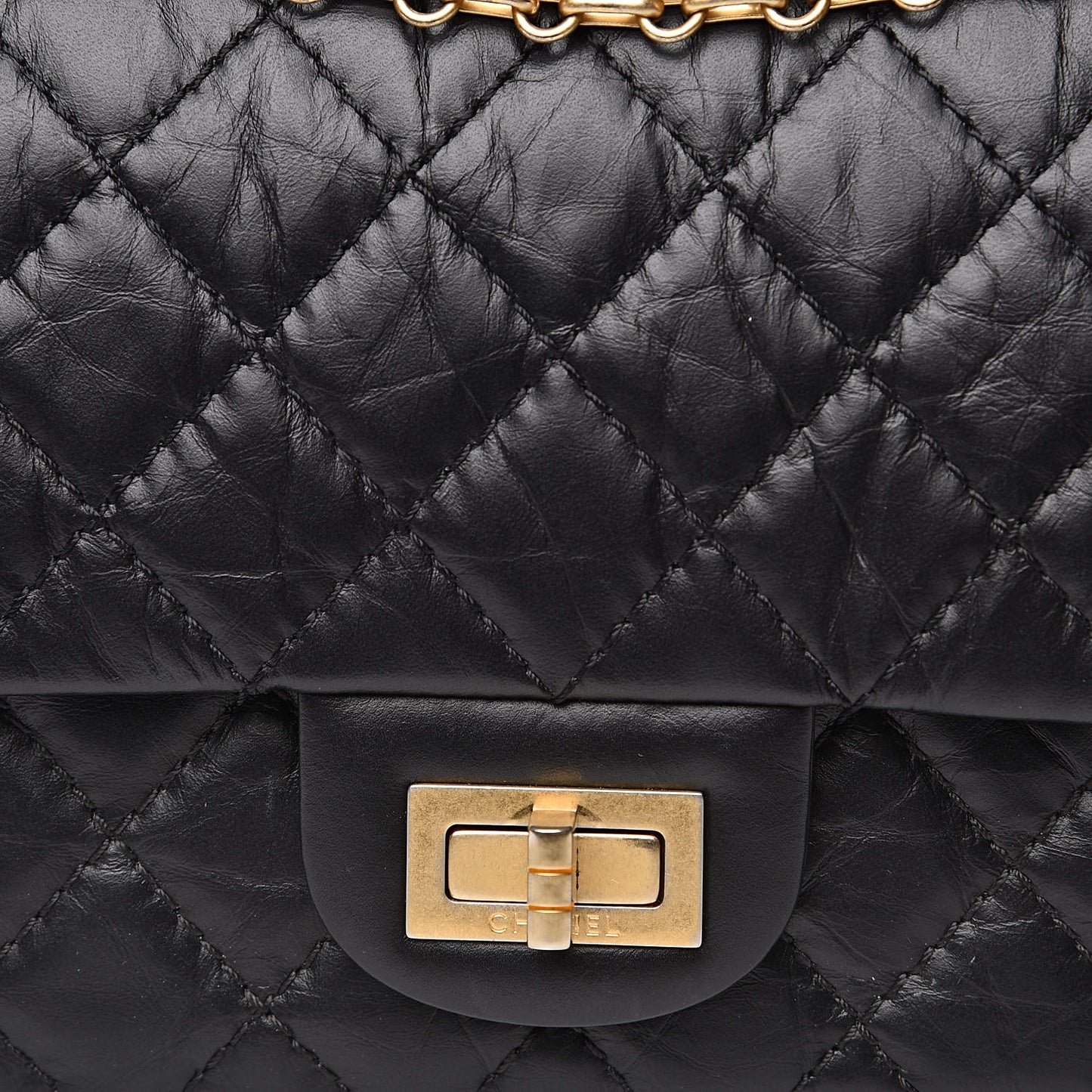 Aged Calfskin Quilted 2.55 Reissue 225 Flap Black