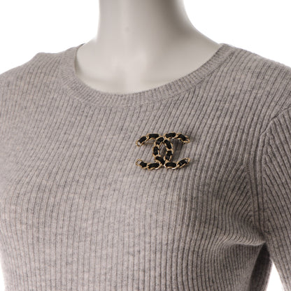 Chanel Lambskin Chain CC Brooch Black Gold 2 of 4