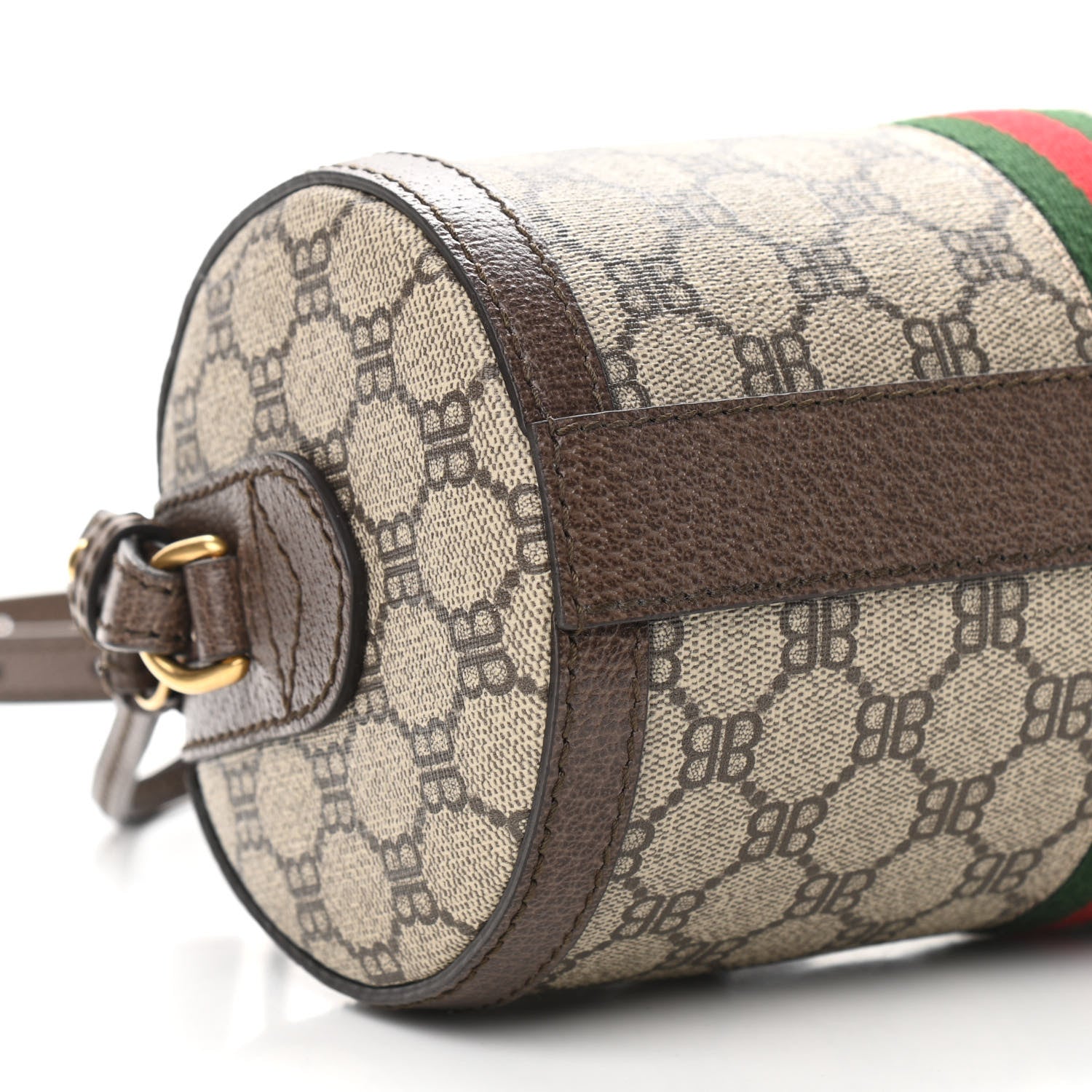 Gucci X BALENCIAGA BB Supreme Monogram Web Small Ophidia Boston Bag Beige New Acero 8 of 11