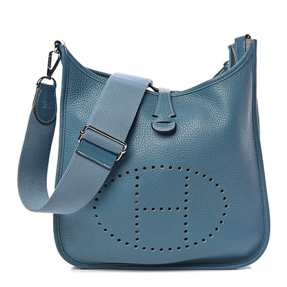 Hermes Taurillon Clemence Evelyne III PM Blue Jean 1 of 10
