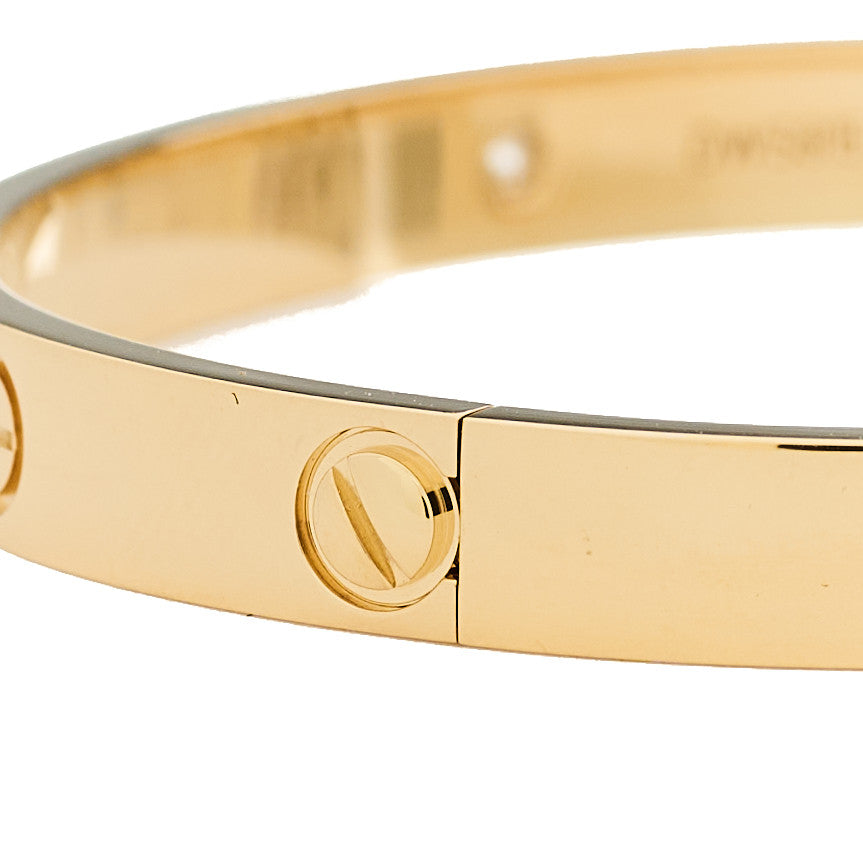 Cartier 18K Yellow Gold 4 Diamond LOVE Bracelet 17 7 of 9