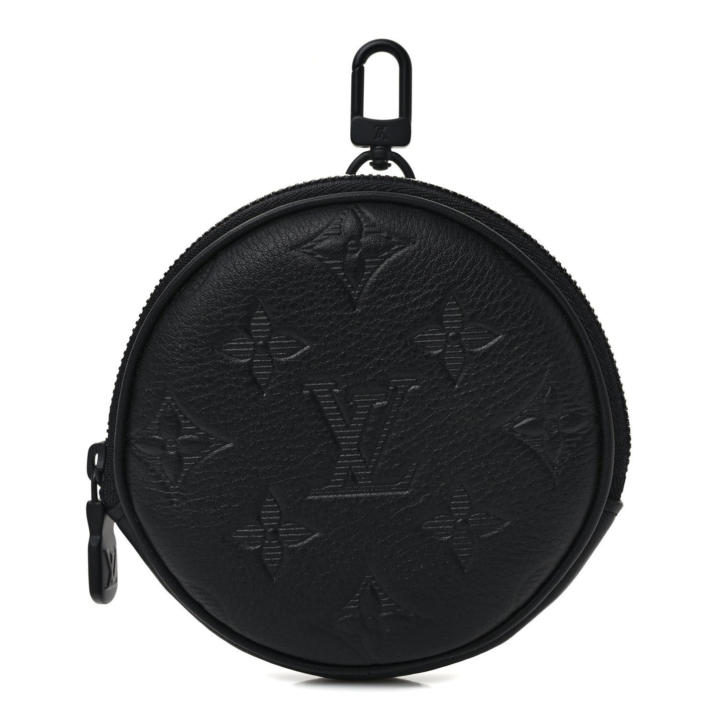Calfskin Shadow Monogram Round Coin Purse Black