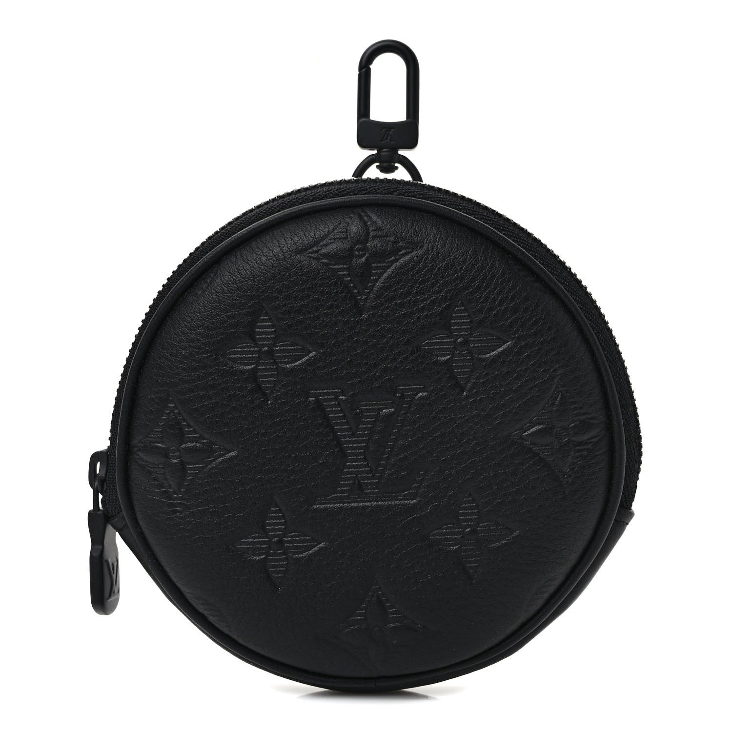Louis Vuitton Calfskin Shadow Monogram Round Coin Purse Black 1 of 7