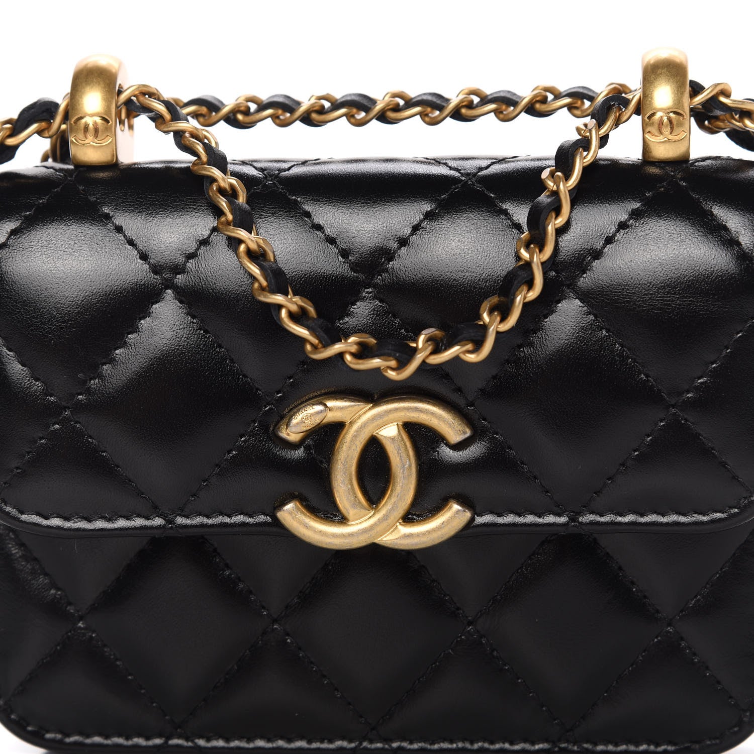 Chanel Calfskin Quilted Perfect Fit Coin Purse With Chain Black 11 of 12