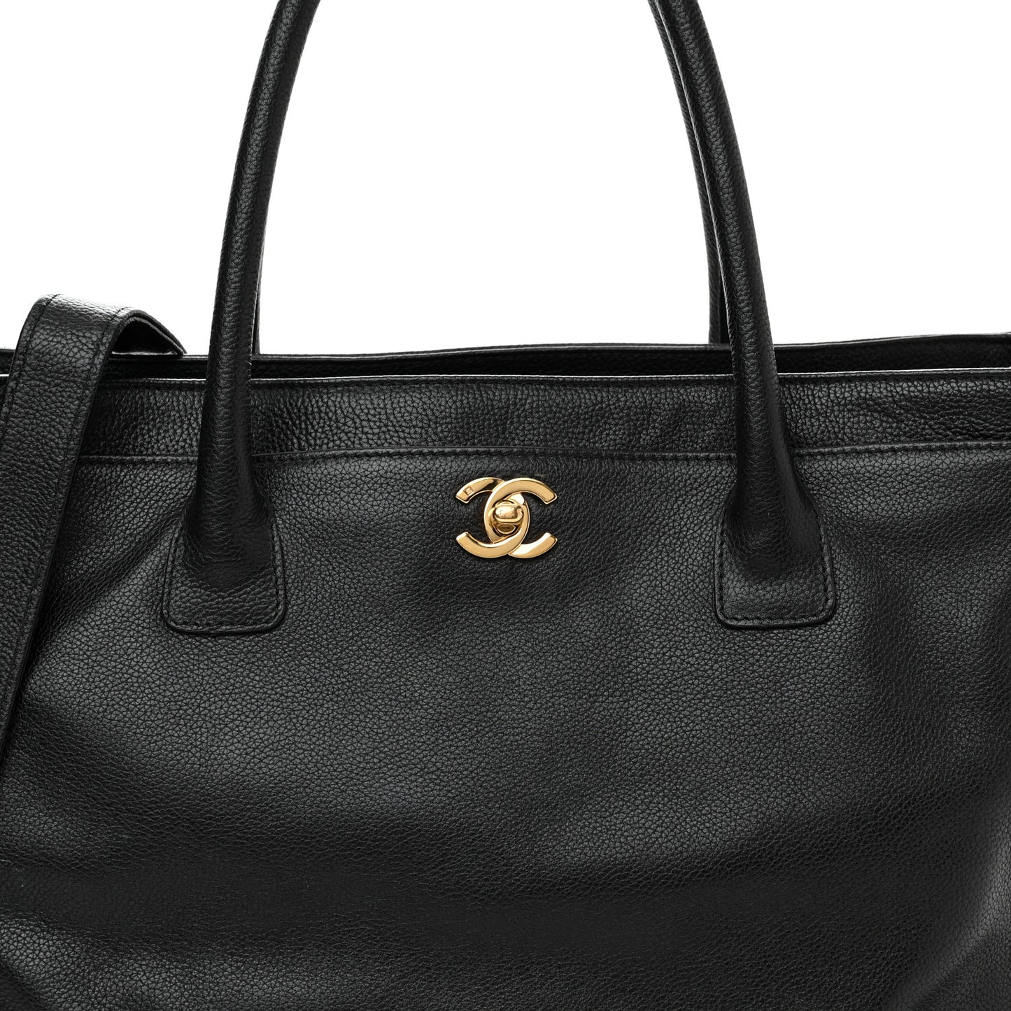 Calfskin Cerf Executive Shopper Tote Black