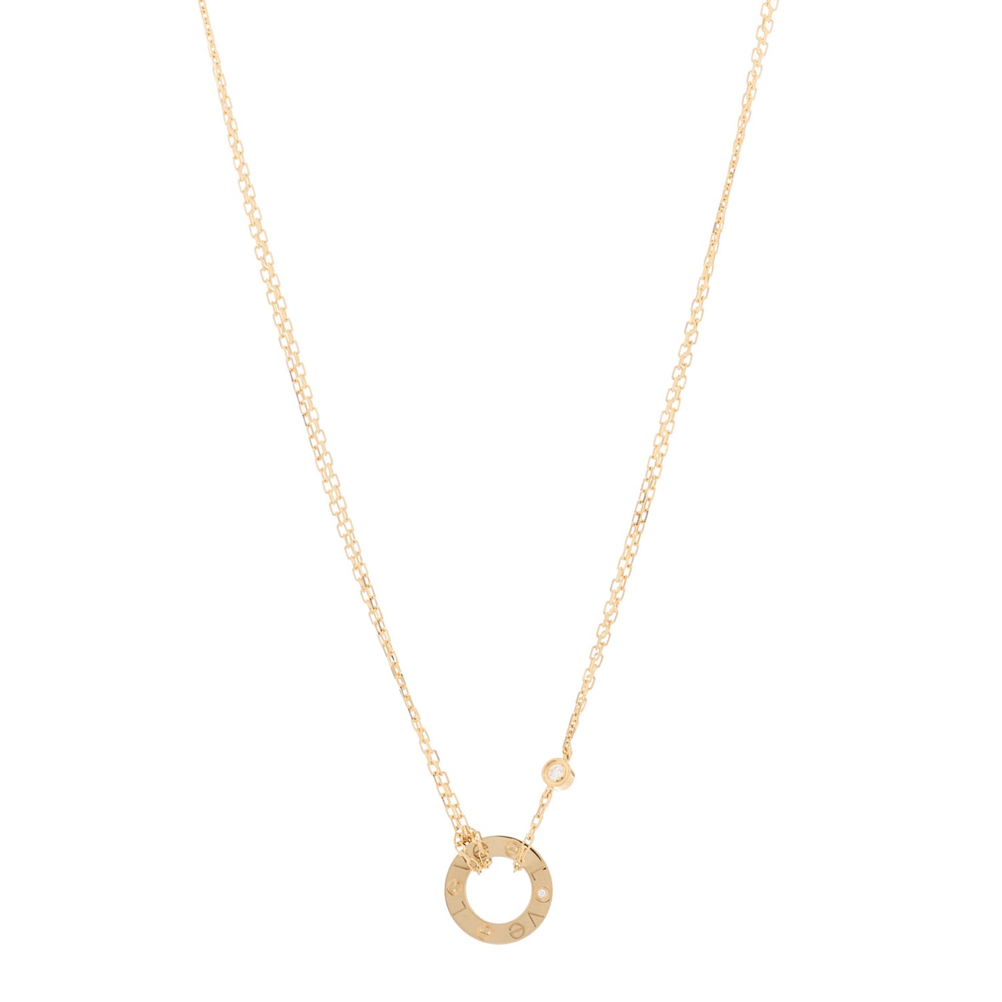 18K Yellow Gold 2 Diamond LOVE Necklace