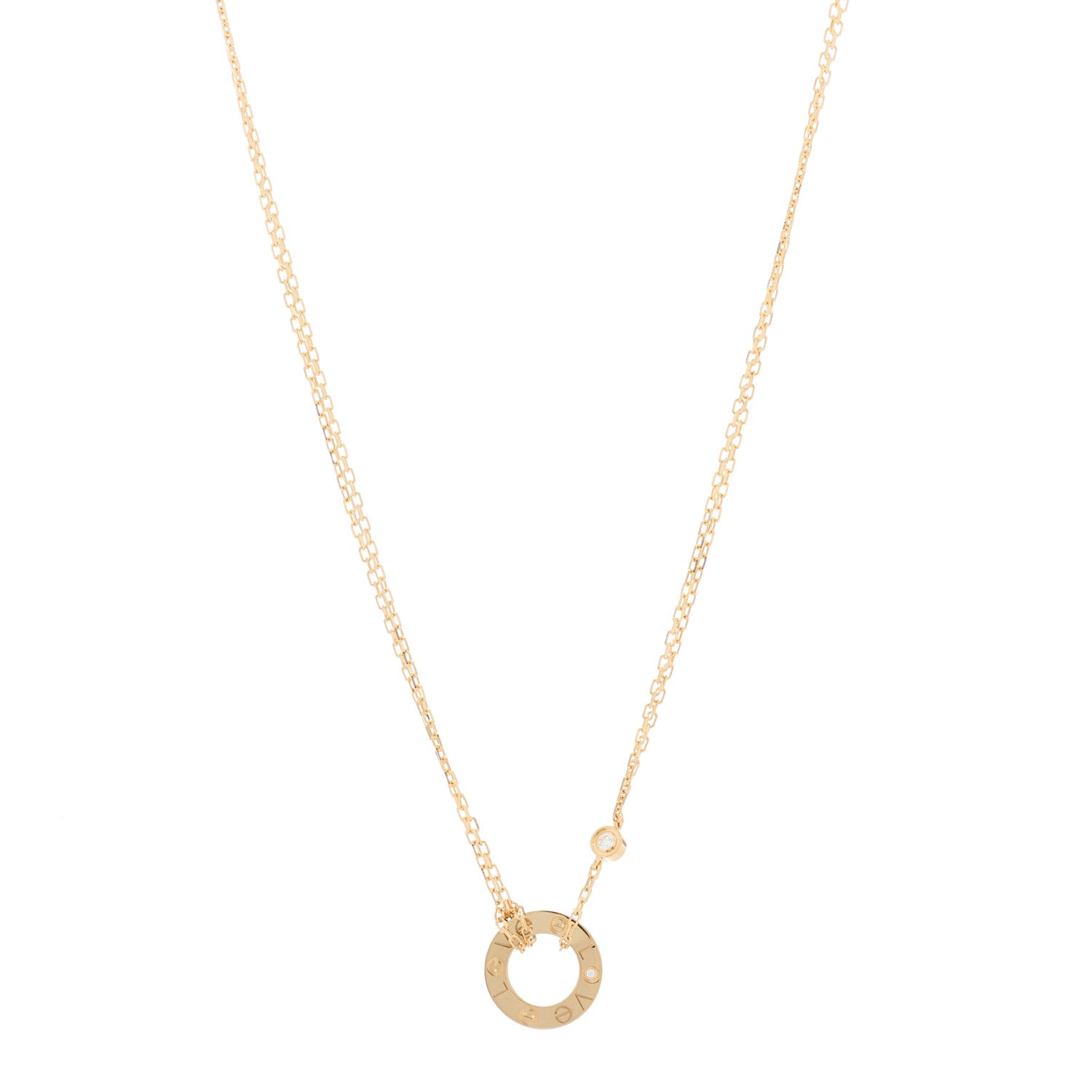 Cartier 18K Yellow Gold 2 Diamond LOVE Necklace 1 of 5