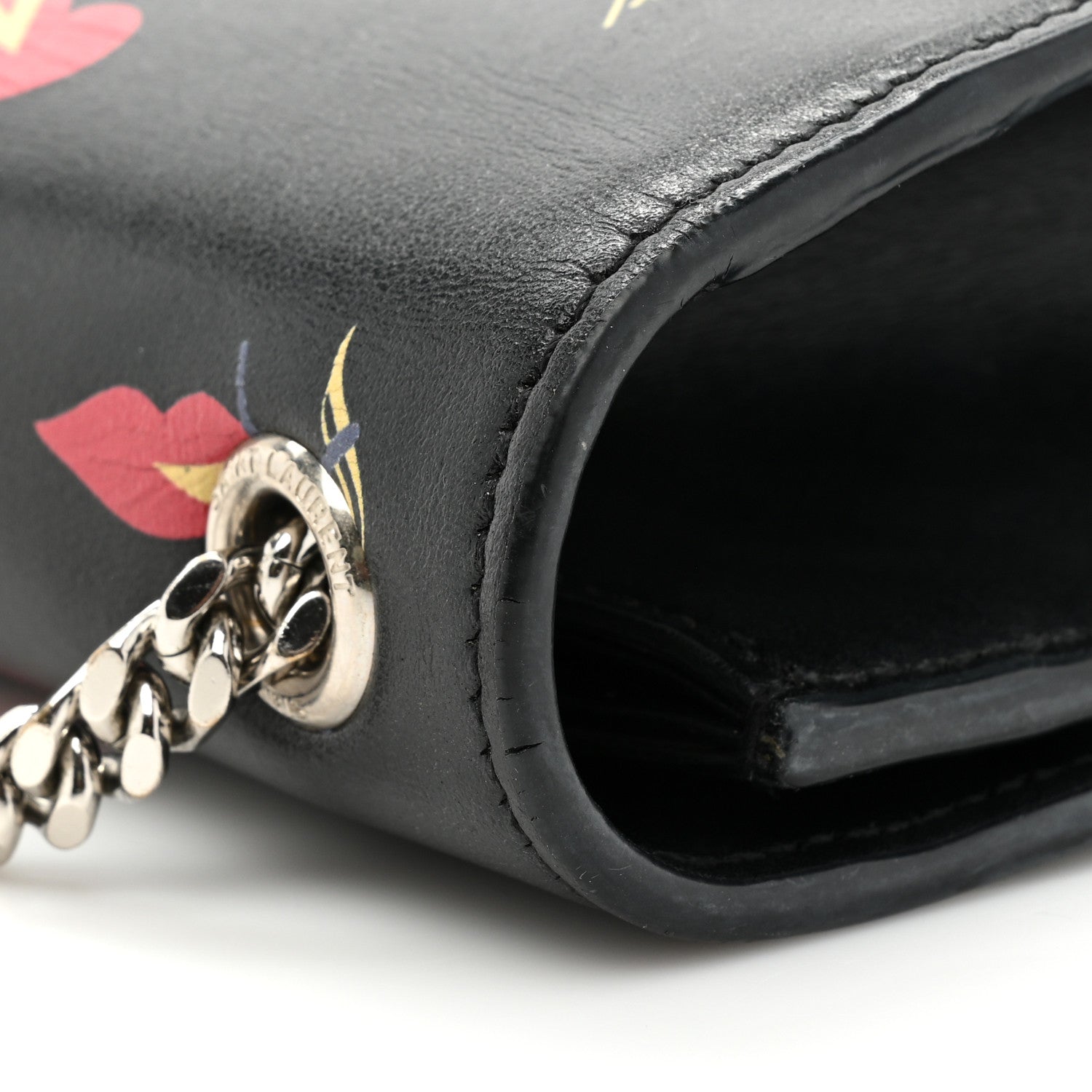 Saint Laurent Calfskin Medium Heart Bolts Monogram Kate Satchel Black 17 of 17