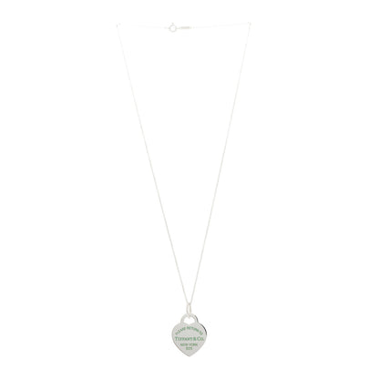 Tiffany Sterling Silver Enamel Medium Return To Tiffany Heart Pendant Necklace Blue 3 of 6