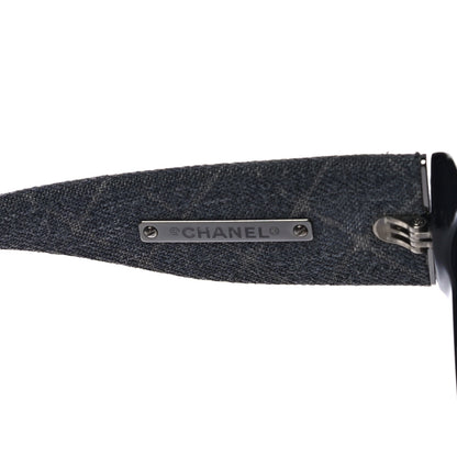 Chanel Acetate Denim Oval Polarized Sunglasses 5405 Black Blue 6 of 9