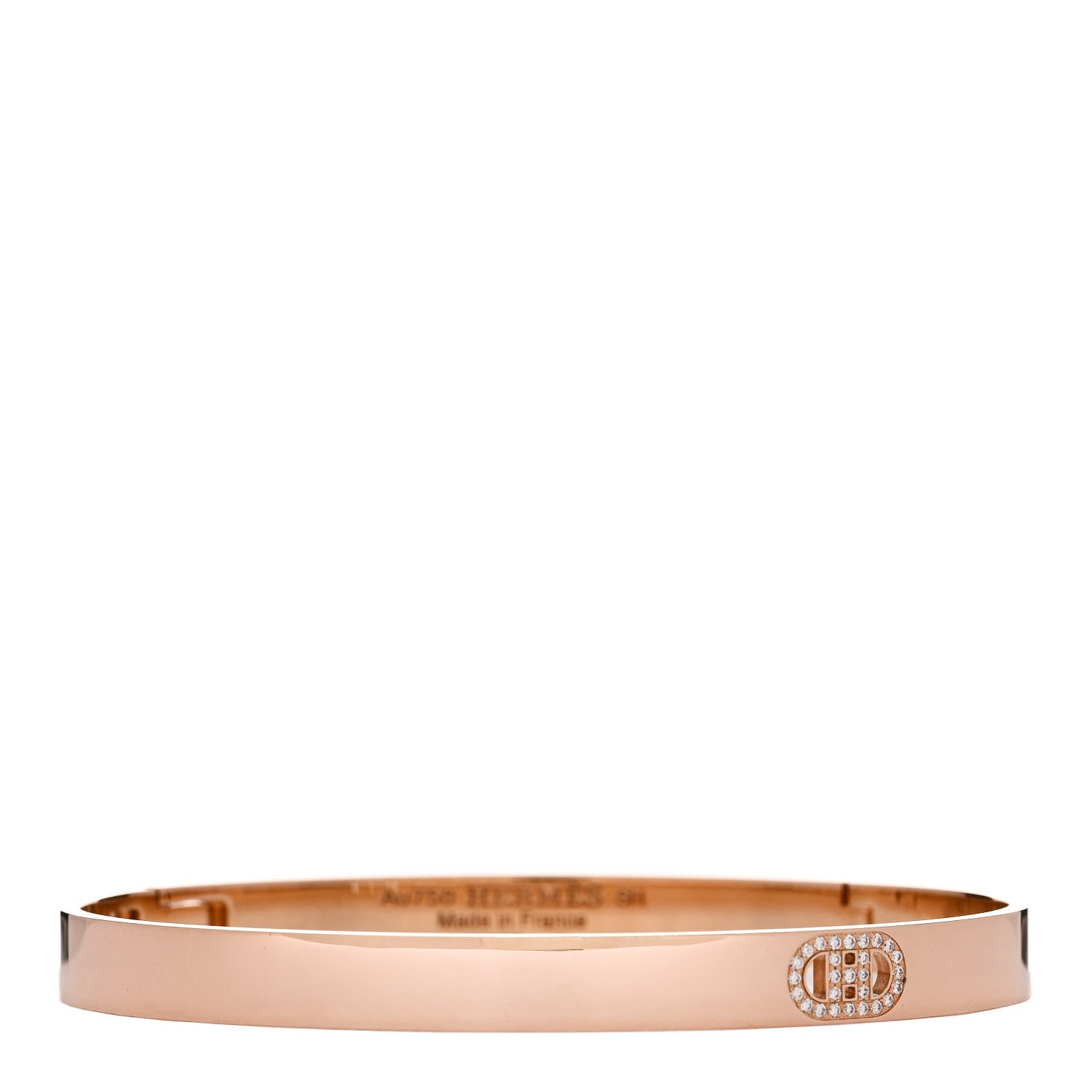 Hermes 18K Rose Gold Diamond PM H D'Ancre Bracelet SH 1 of 4