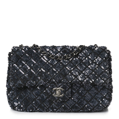 Chanel Satin Sequin Medium Classic Flap Grey 1 of 10