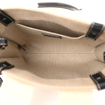 Chloe Linen Calfskin Small Woody Ribbon Tote White Black 5 of 10