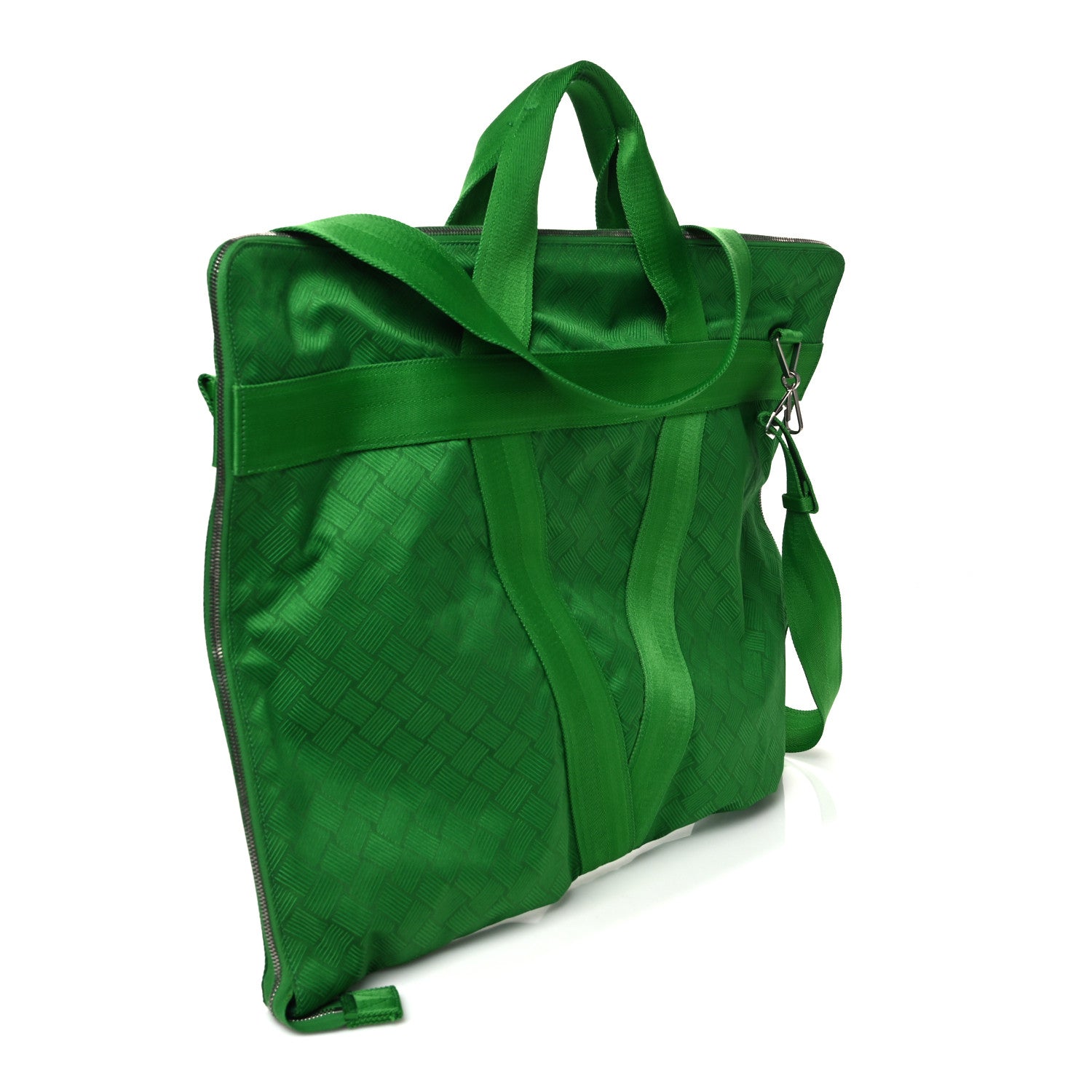 Bottega Veneta Econyl Jacquard Nylon Woven Pattern Garment Bag Green 2 of 10