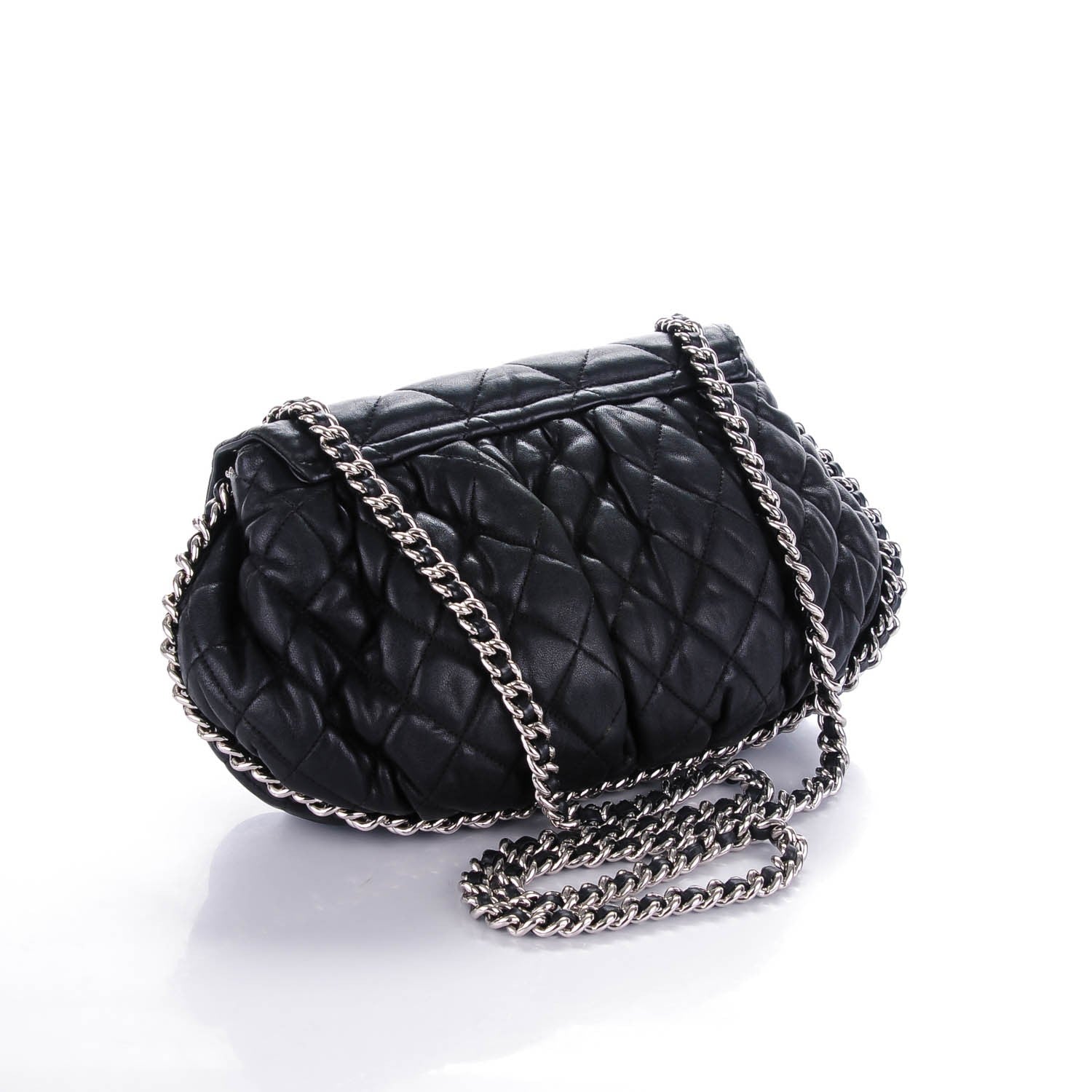 Chanel Washed Lambskin Quilted Medium Chain Around Messenger Black 3 of 7