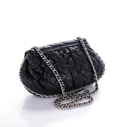 Chanel Washed Lambskin Quilted Medium Chain Around Messenger Black 3 of 7