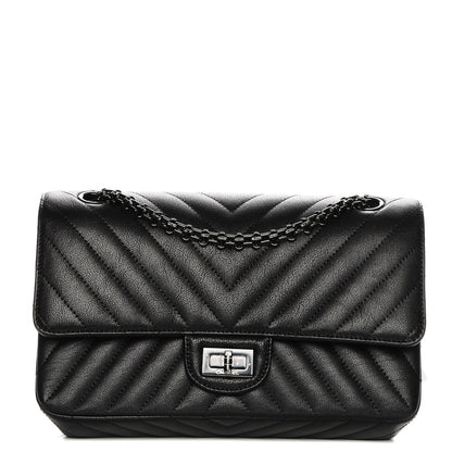 Chanel Sheepskin Chevron Quilted 2.55 Reissue 225 Double Flap So Black 1 of 9