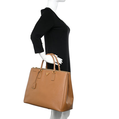 Prada Saffiano Lux Extra Large Galleria Double Zip Tote Caramel 2 of 19