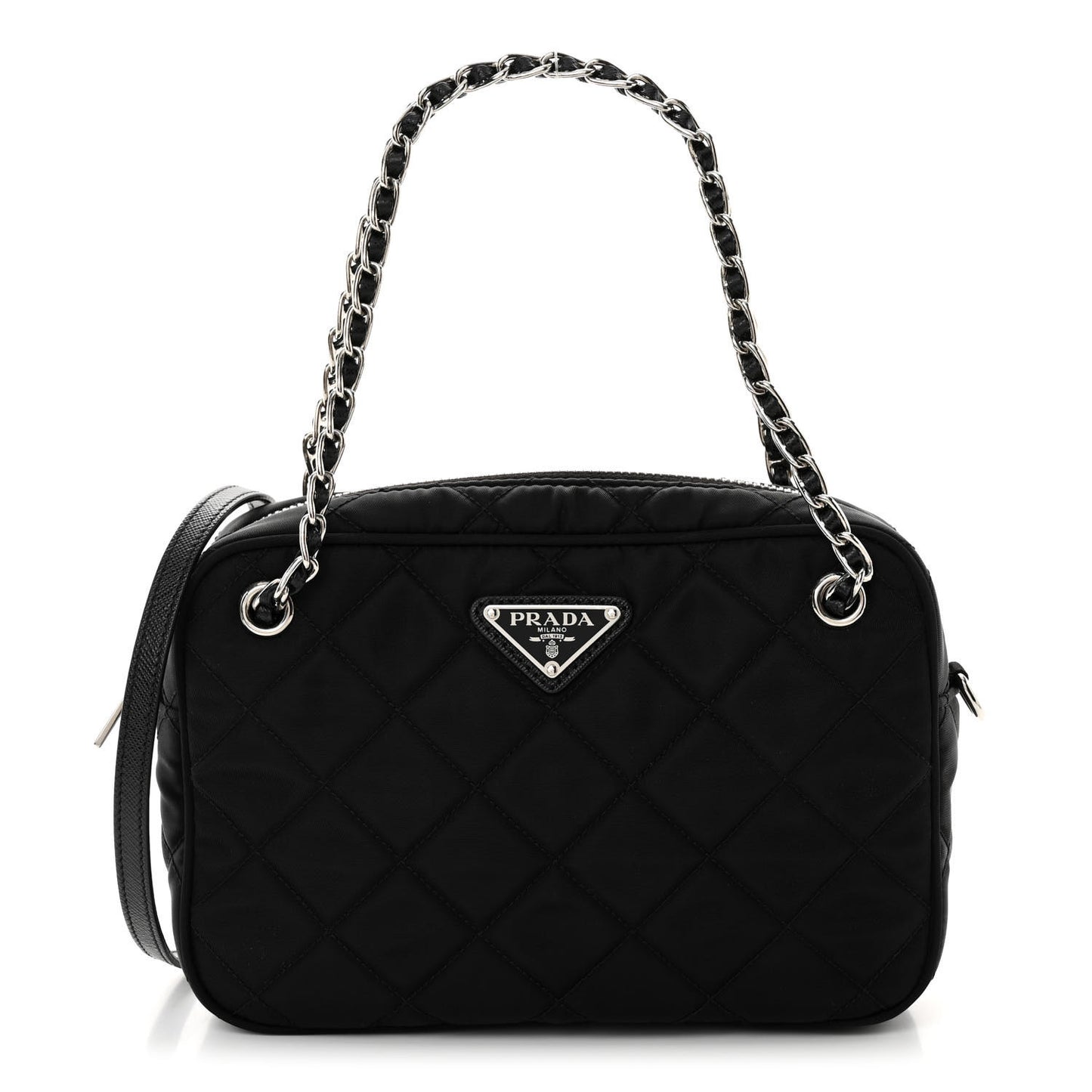 Nylon Tessuto Impuntu Quilted Bandoliera Crossbody Bag Black
