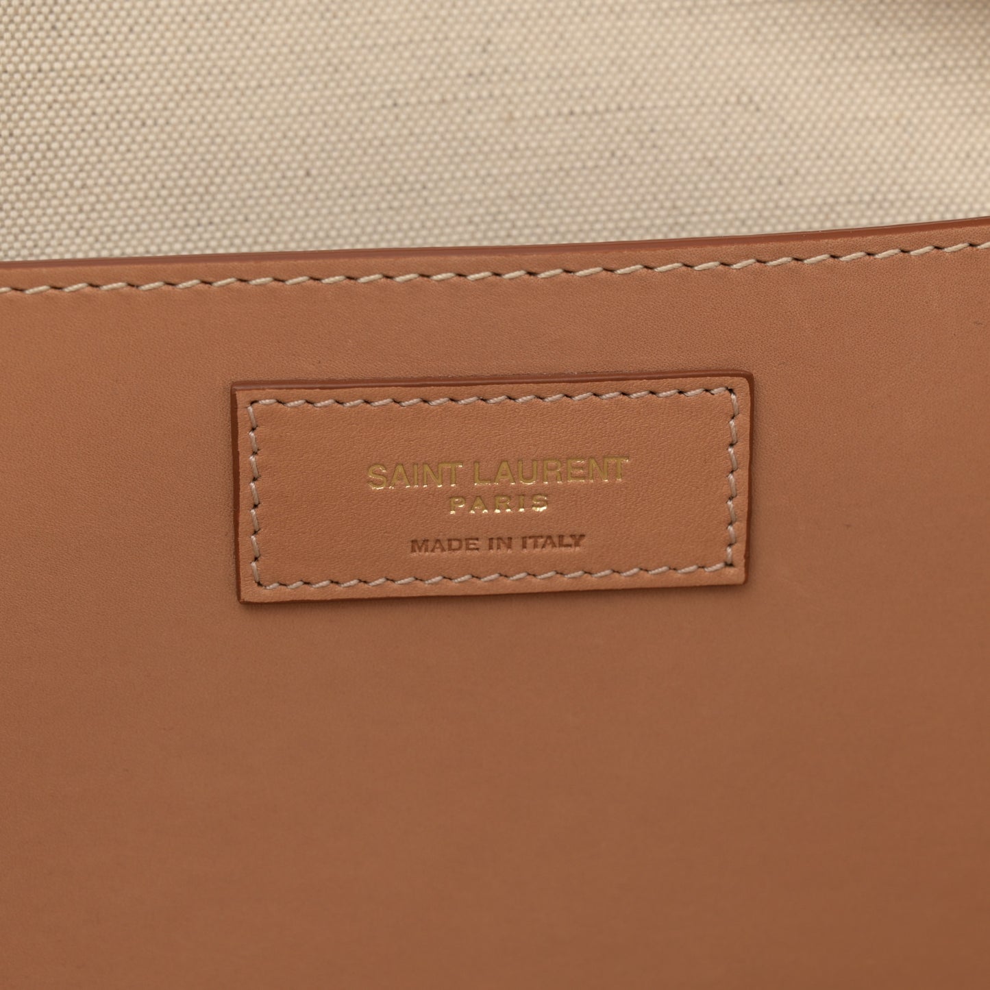 Canvas Calfskin Medium Shopper Tote Naturale Beige