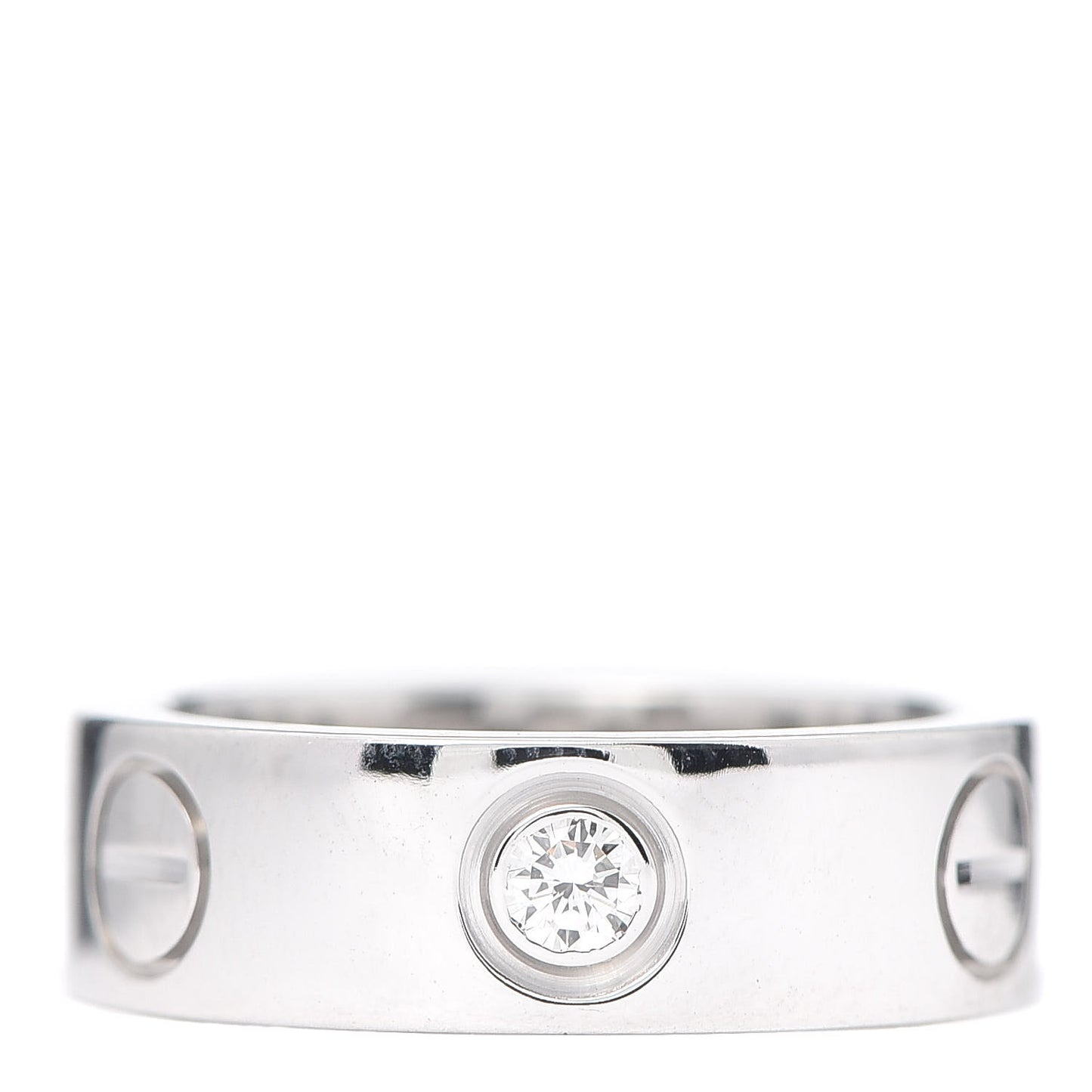 18K White Gold 3 Diamond 5.5mm LOVE Ring 46 3.75