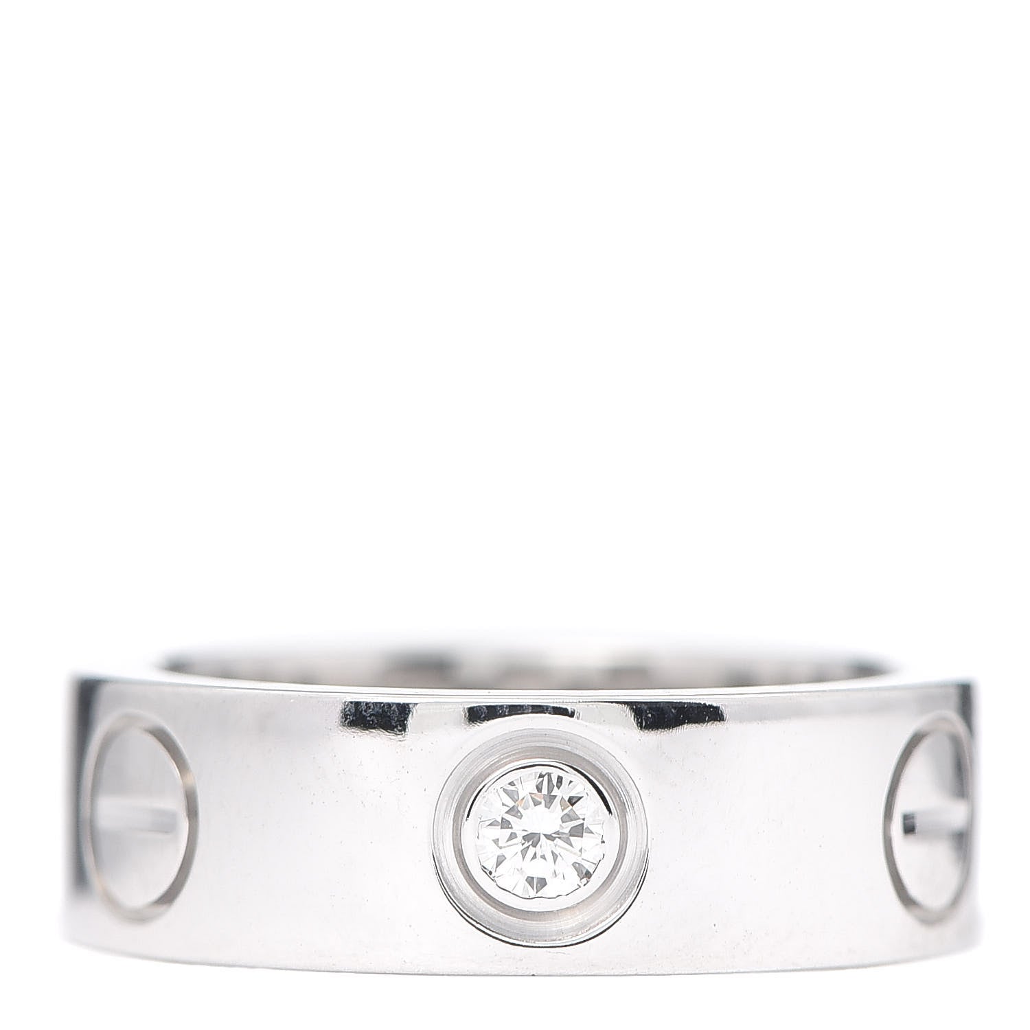 Cartier 18K White Gold 3 Diamond 5.5mm LOVE Ring 46 3.75 1 of 6