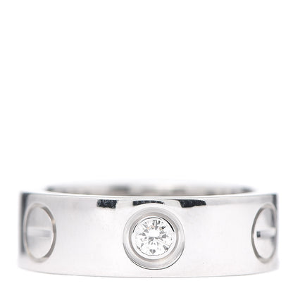Cartier 18K White Gold 3 Diamond 5.5mm LOVE Ring 46 3.75 1 of 6