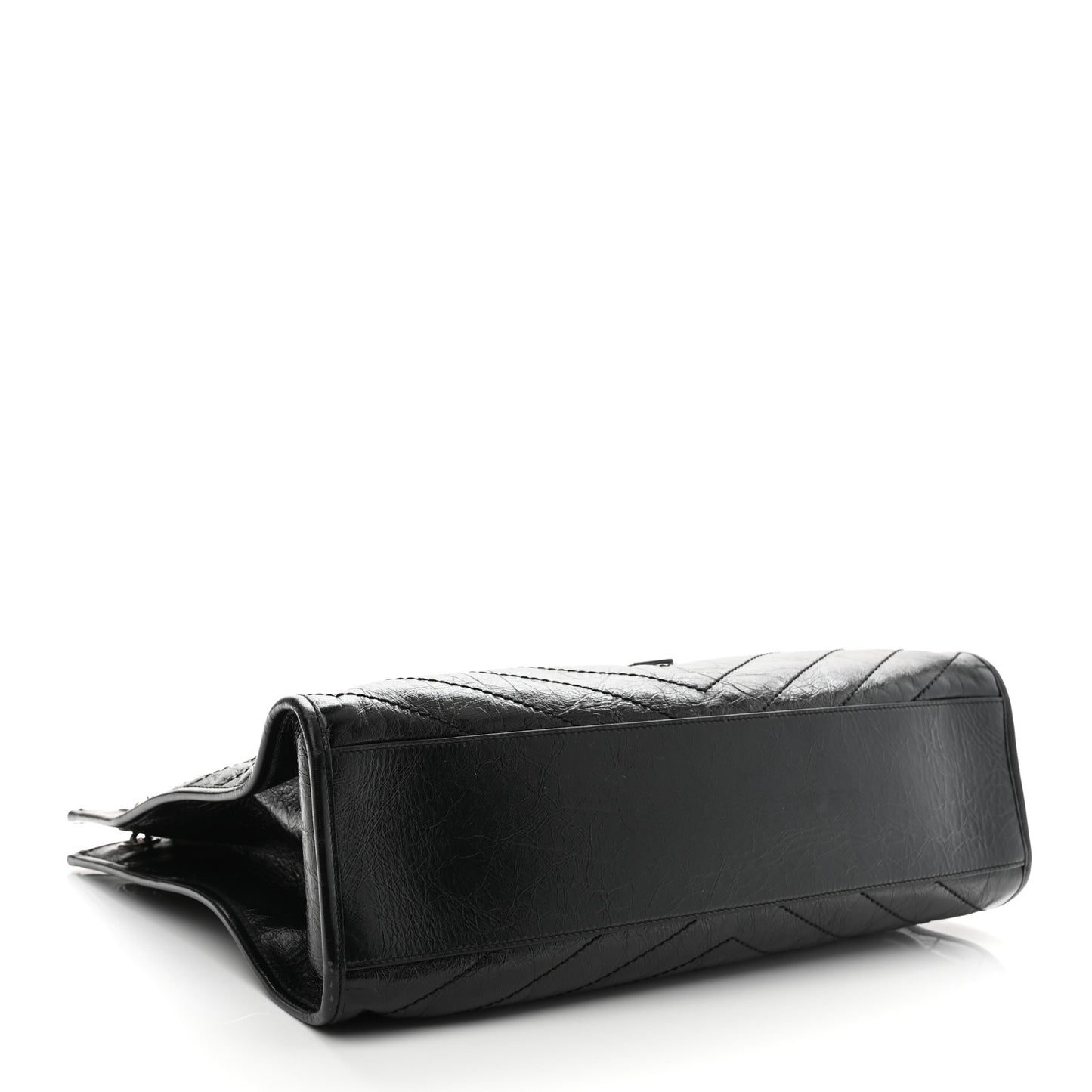 Crinkled Calfskin Matelasse Monogram Large Niki Shopper Tote Black