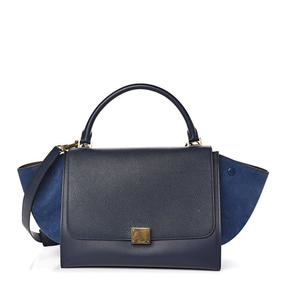 Celine Drummed Calfskin Suede Medium Trapeze Ocean Blue 1 of 9