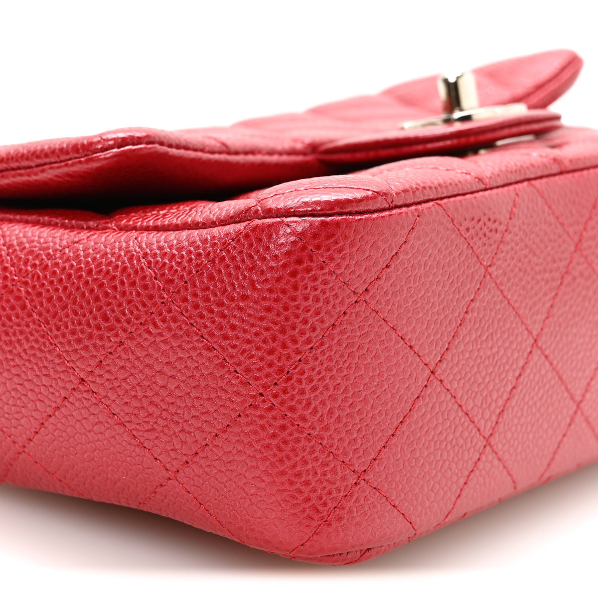 Caviar Quilted Mini Rectangular Flap Red