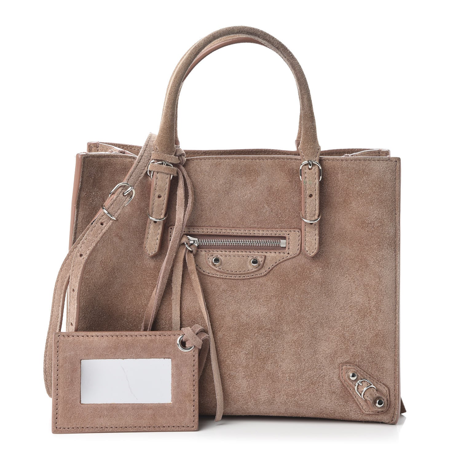 Balenciaga Baby Daim Calf Suede Papier Mini A4 Zip Around Tote Bois De Rose 1 of 11