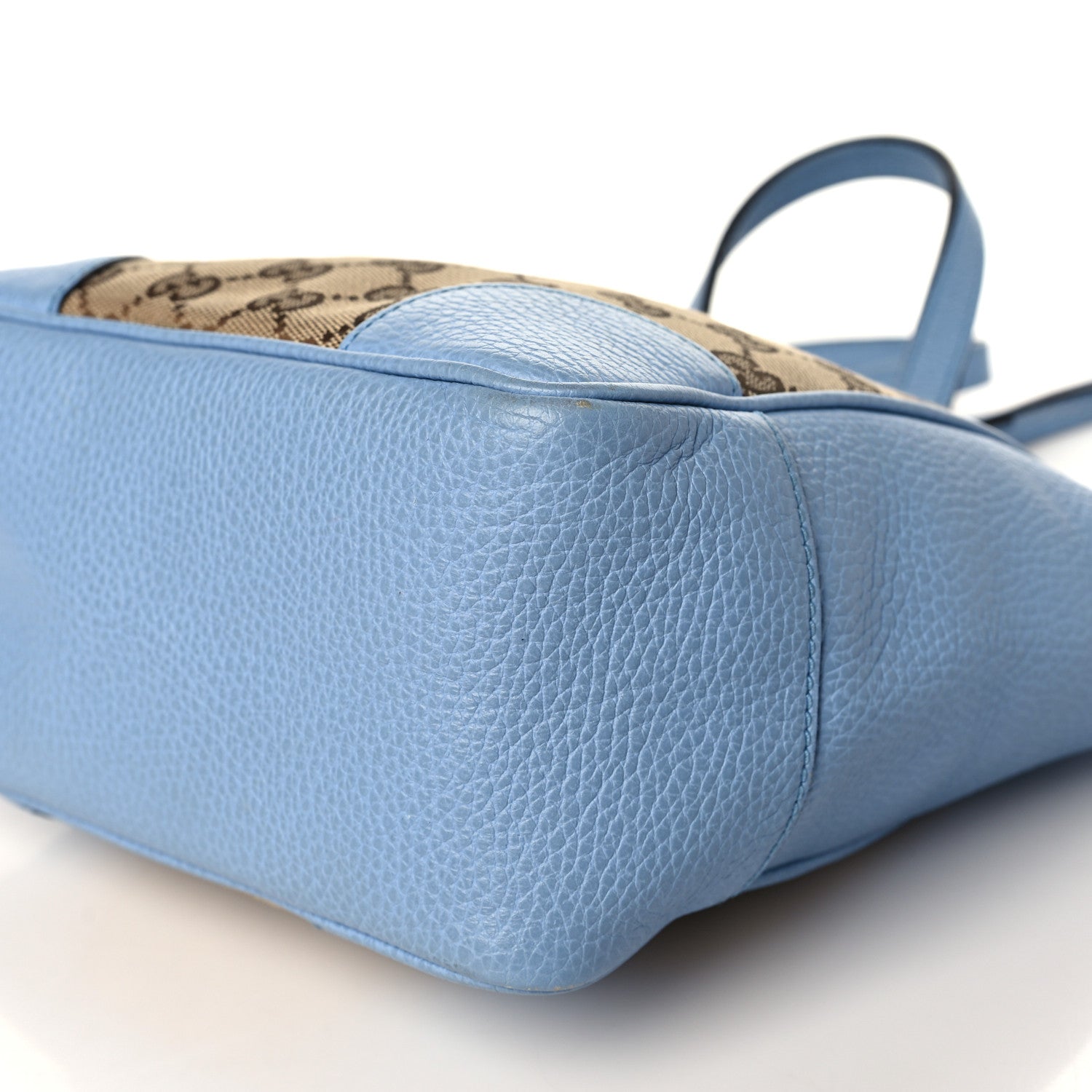Gucci Monogram Dollar Calfskin Small Bree Tote Beige Ebony Mineral Blue 9 of 11